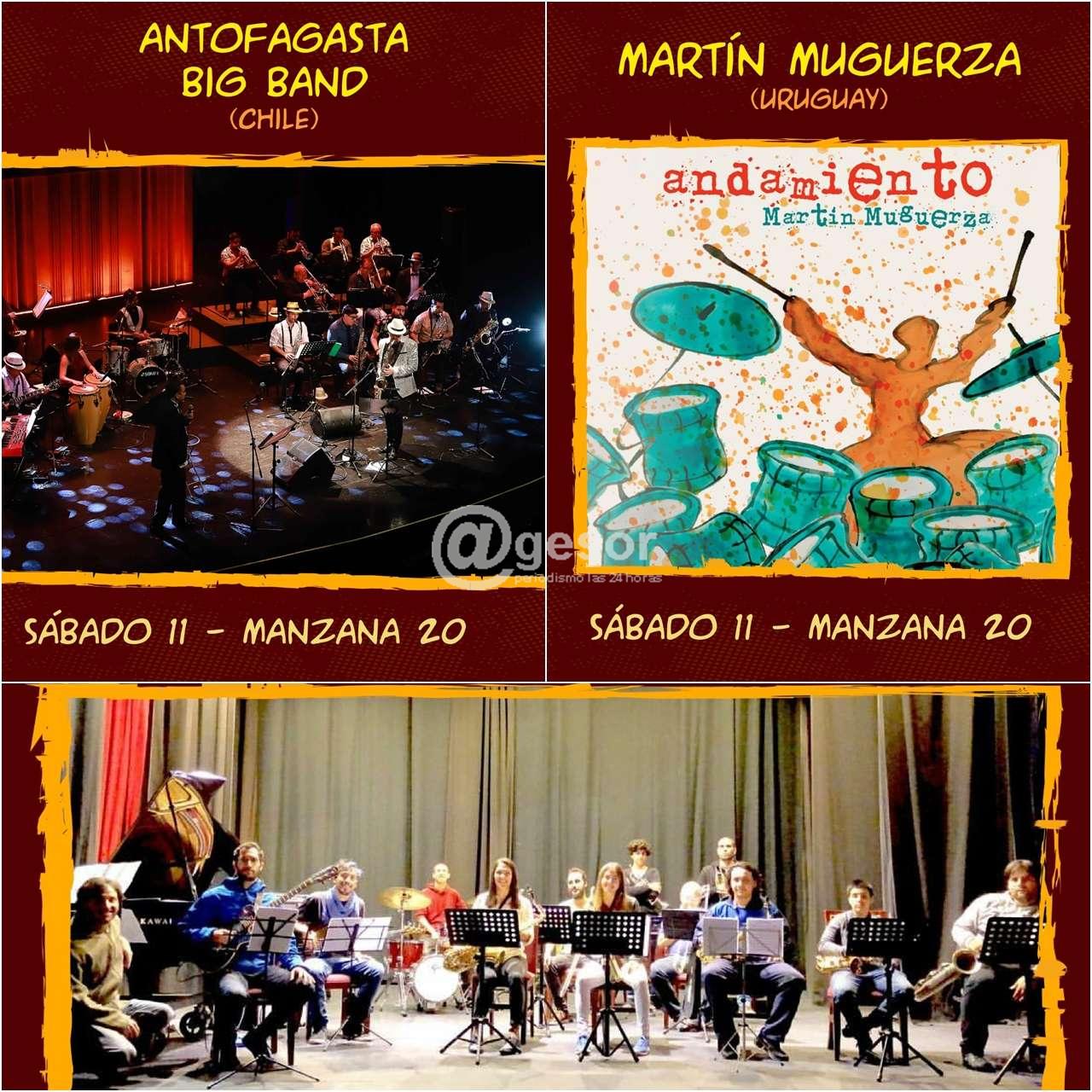 En el inicio del 13° Jazz a la Calle actuarán en el escenario de Manzana 20 Carricola Jazz Orchesta (Uruguay), Martin Muguerza (Uruguay) y The Antofagasta Big Band (Chile).