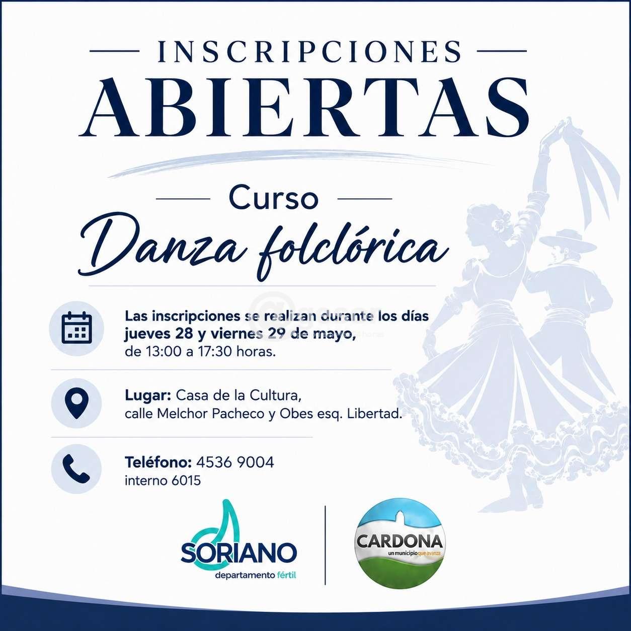 Las inscripciones se realizan durante los días jueves 28 y viernes 29 de mayo, en el horario de 13:00 a 17:30 horas, en la Casa de la Cultura, ubicada en calle Melchor Pacheco y Obes esq. Libertad.