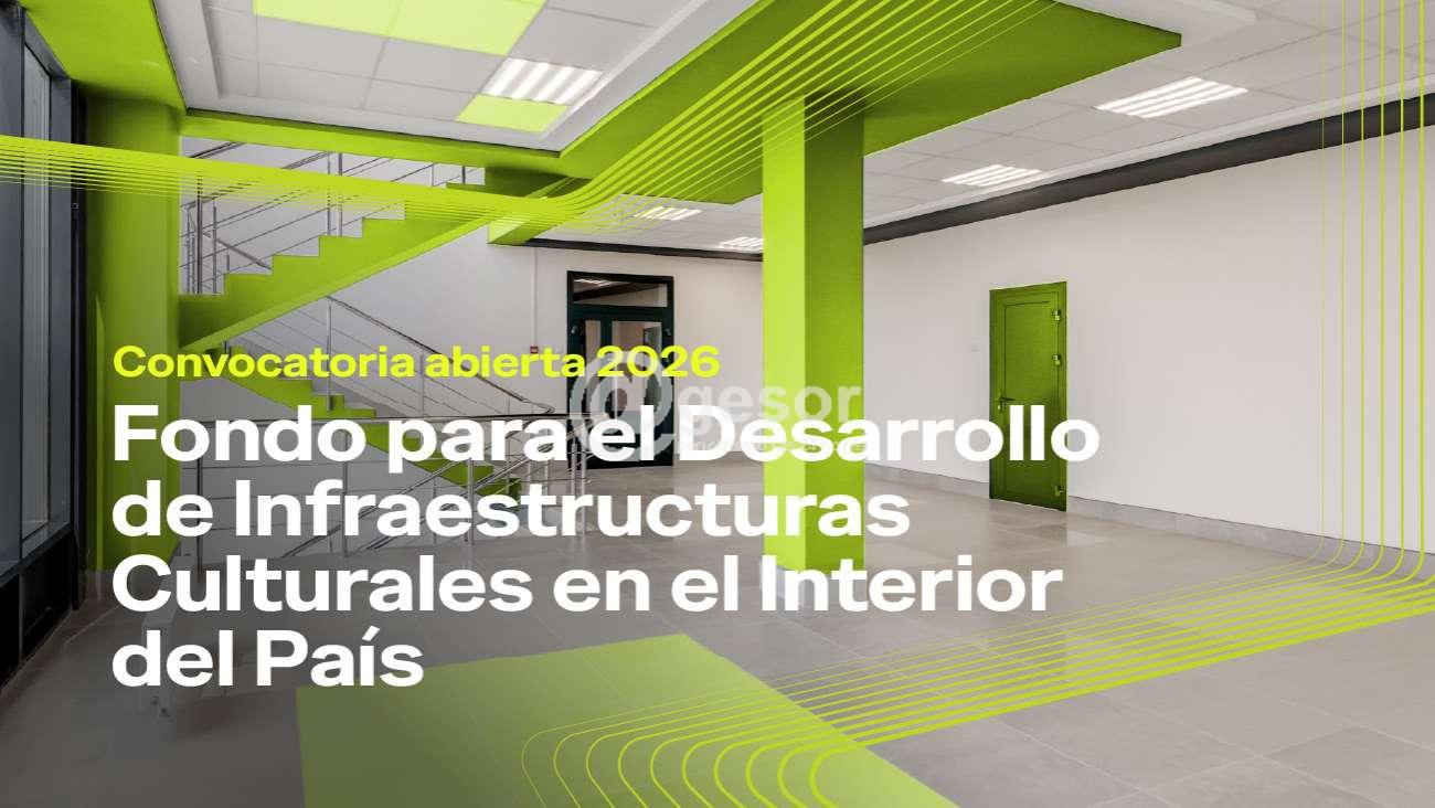 El Ministerio de Educación y Cultura, a través de la Dirección Nacional de Cultura, abre la convocatoria 2026 del Fondo para el Desarrollo de Infraestructuras Culturales en el Interior del País, una herramienta que busca fortalecer espacios culturales mediante obras edilicias y equipamiento en localidades de todo el país, con excepción de Montevideo.