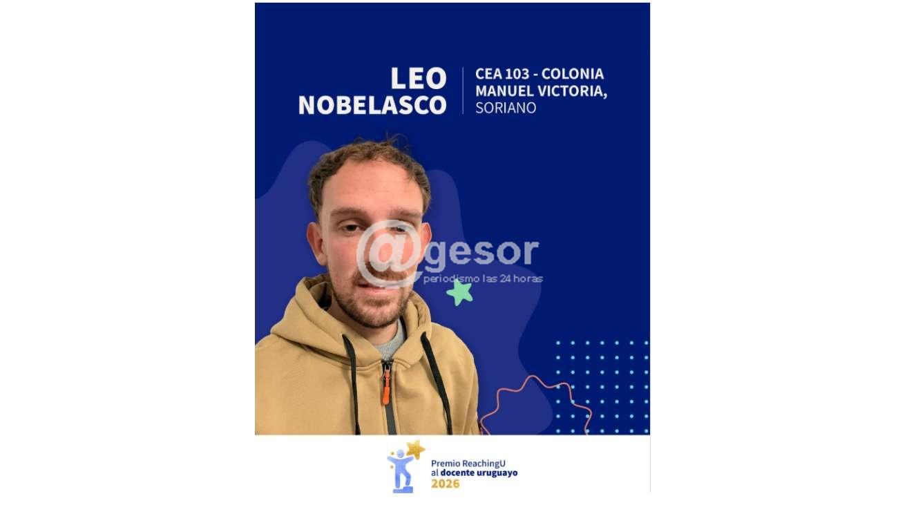 Leo Nobelasco, profesor de Geografía en el CEA 103 de Colonia Manuel Victoria, fue seleccionado entre los cinco finalistas por un proyecto ambiental e inclusivo que transformó la relación de sus estudiantes con la comunidad.
El galardón, versión nacional del Global Teacher Prize, entregará US$ 5.000 para el proyecto ganador el próximo 27 de agosto.